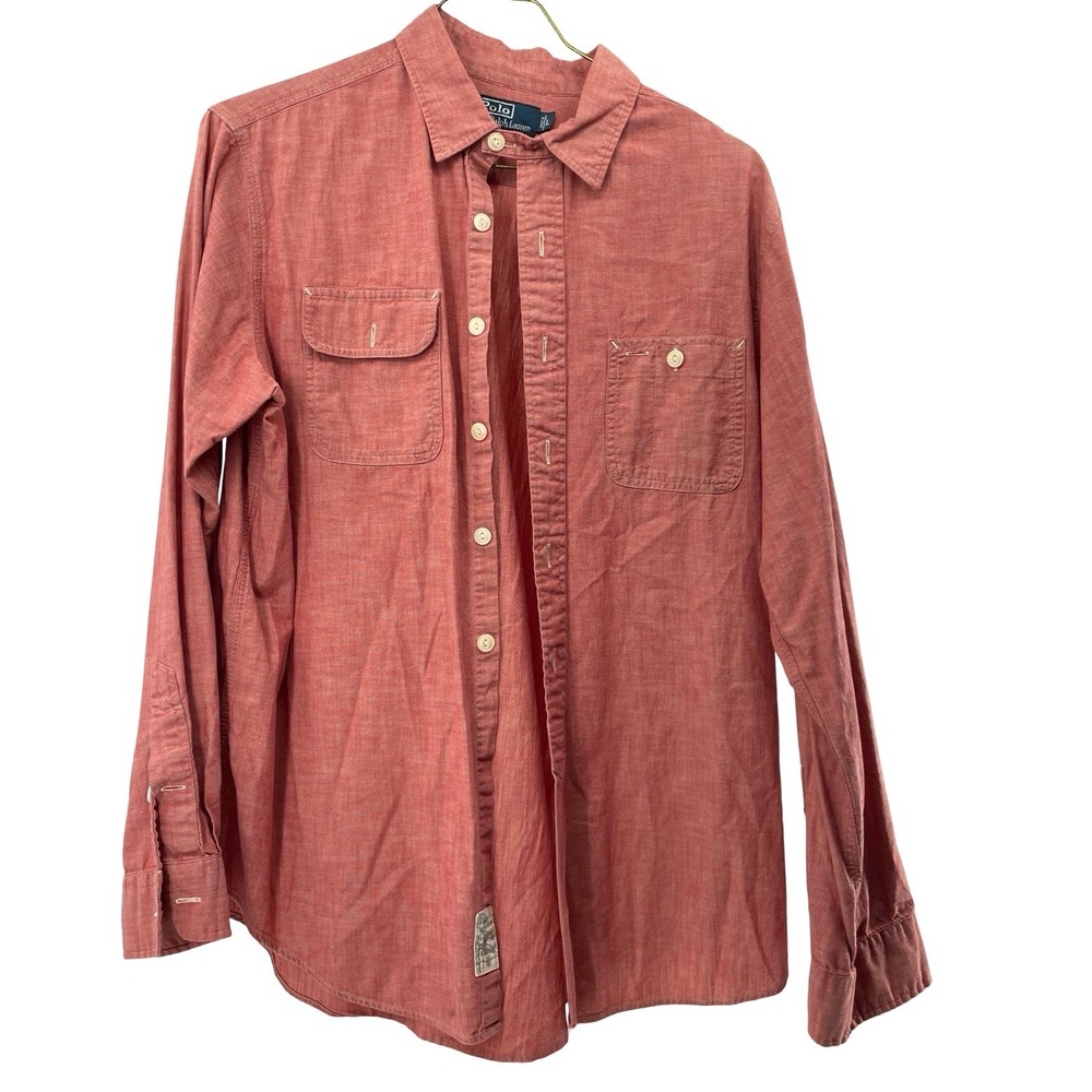 Polo Ralph Lauren Men's Shirt Button Down Red Chambray Large